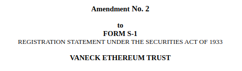 Formulario S-1 enmendado de VanEck.