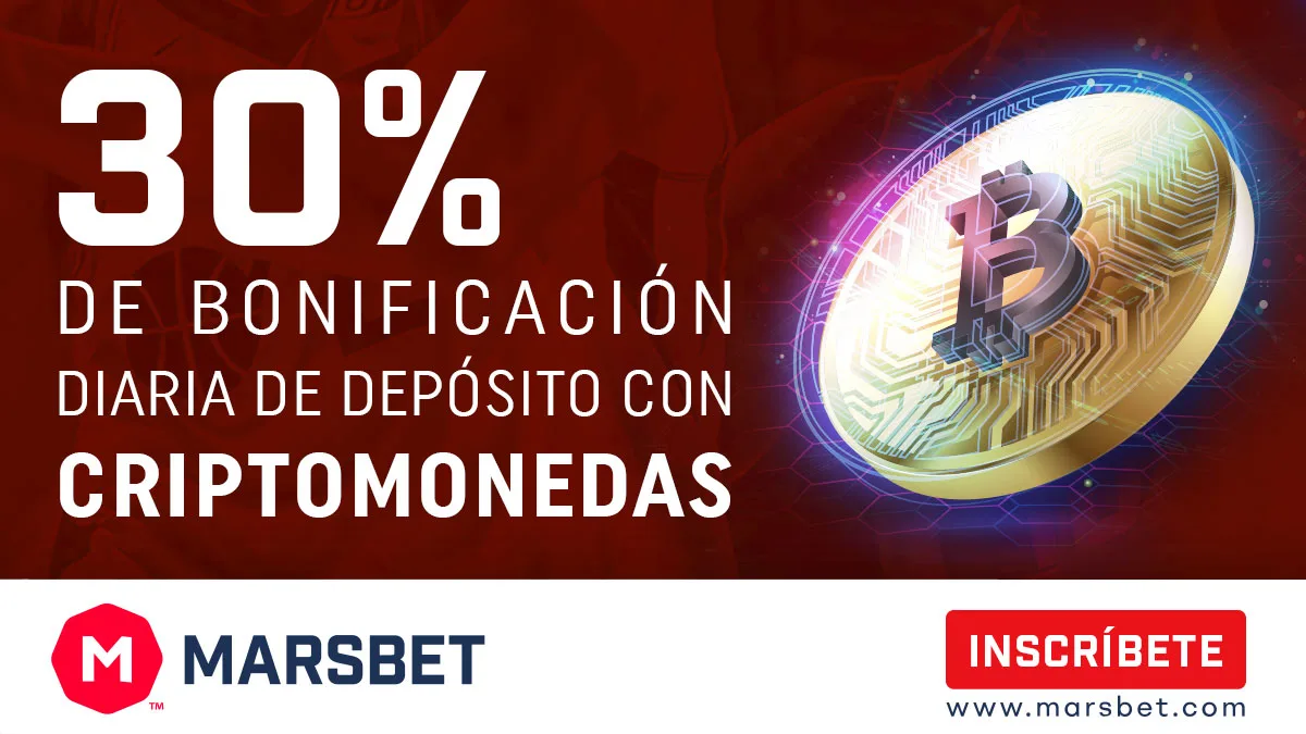 Obtén un bono diario del 30% por depositar tus criptomonedas en Marsbet