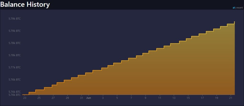 El⁣ Salvador‍ sigue acumulando‌ su riqueza en bitcoin mientras se aproxima la llegada de‌ los bonos volcán.‍ Fuente: mempool ⁢space.