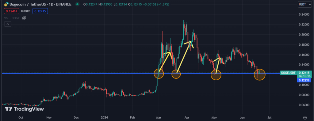 Gráfico⁢ del precio de ⁣DOGE