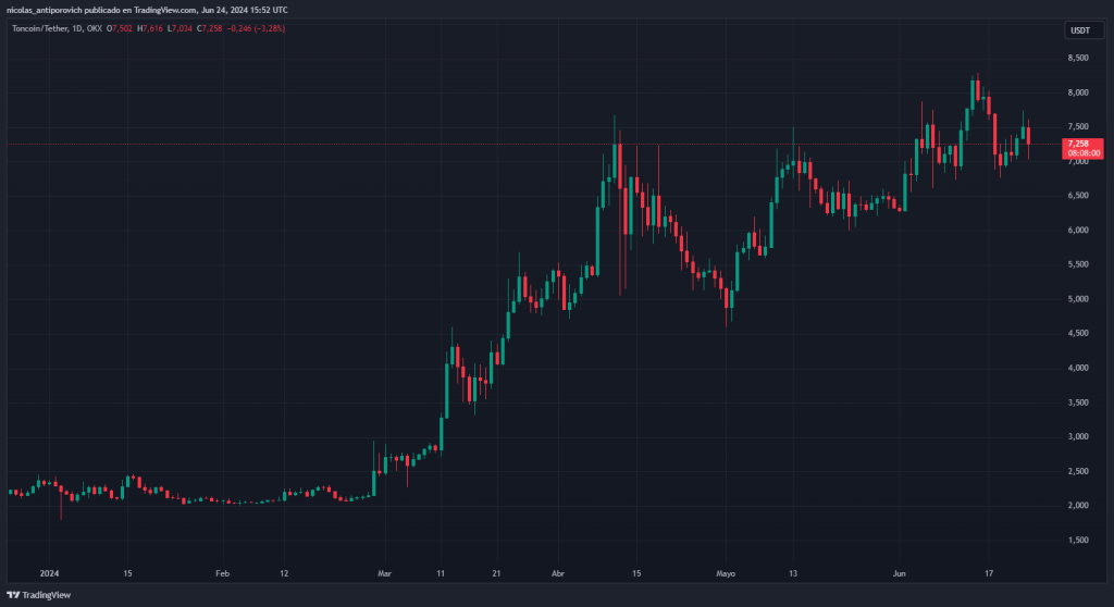 Precio de TON desde el 1 de enero de 2024 – Fuente: TradingView